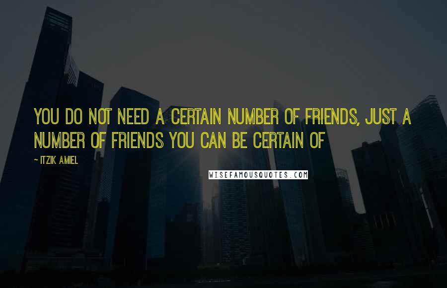 Itzik Amiel Quotes: You do not need a certain number of friends, just a number of friends you can be certain of