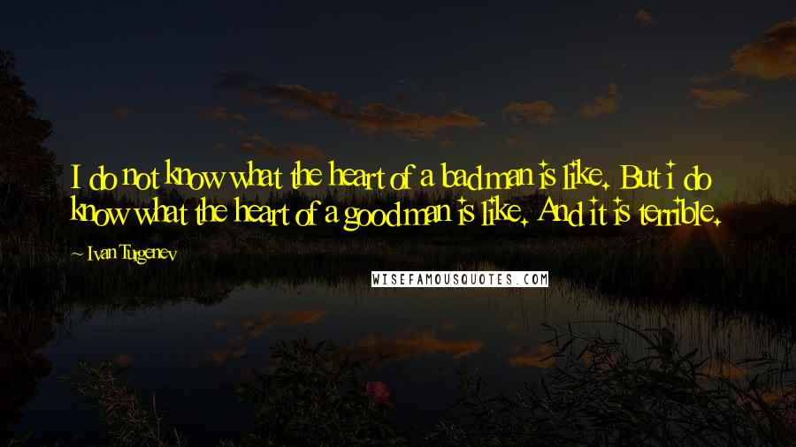 Ivan Turgenev Quotes: I do not know what the heart of a bad man is like. But i do know what the heart of a good man is like. And it is terrible.