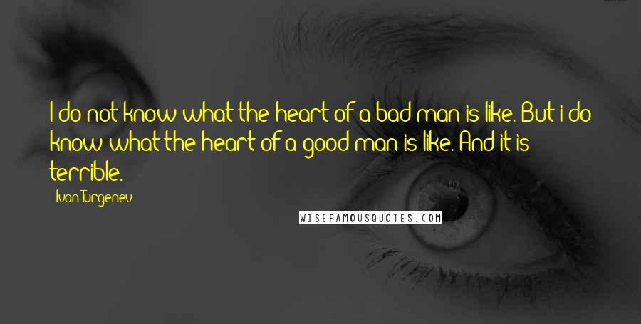 Ivan Turgenev Quotes: I do not know what the heart of a bad man is like. But i do know what the heart of a good man is like. And it is terrible.