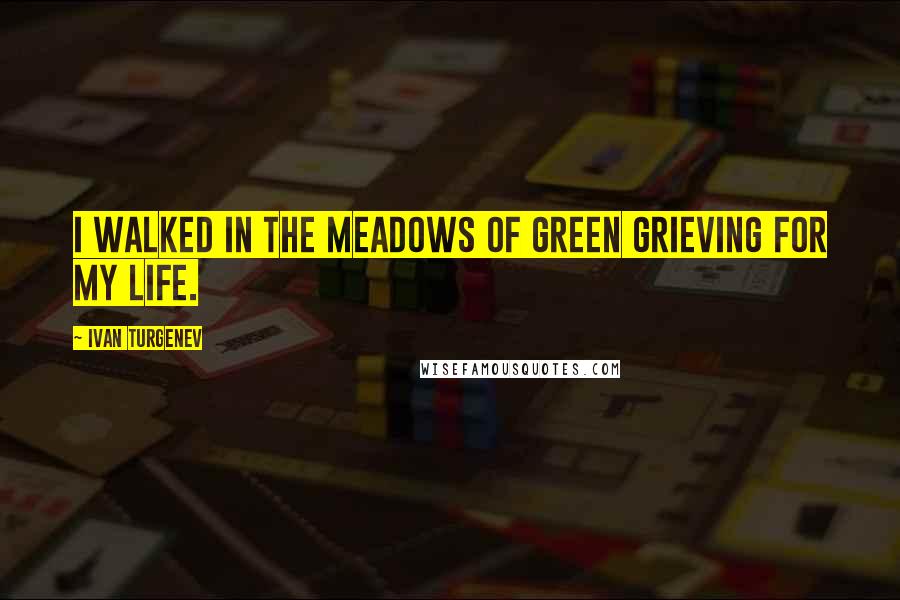 Ivan Turgenev Quotes: I walked in the meadows of green grieving for my life.