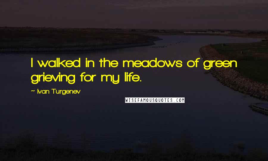 Ivan Turgenev Quotes: I walked in the meadows of green grieving for my life.