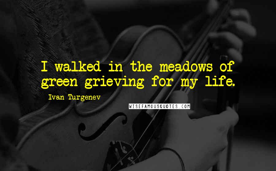 Ivan Turgenev Quotes: I walked in the meadows of green grieving for my life.
