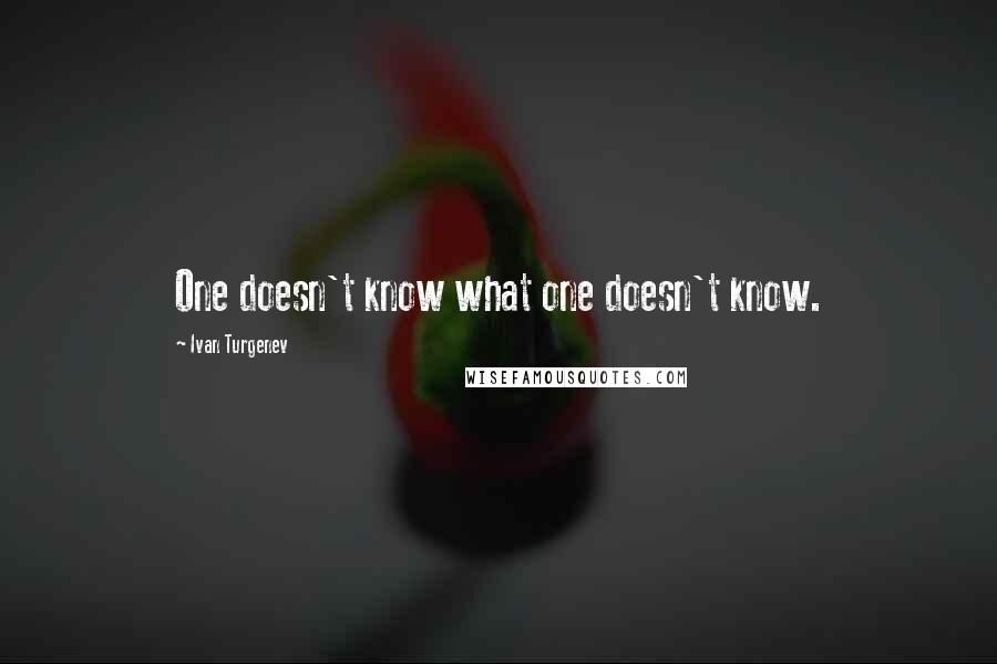 Ivan Turgenev Quotes: One doesn't know what one doesn't know.