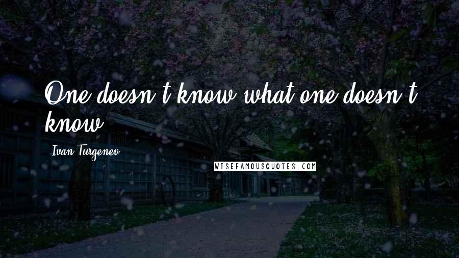 Ivan Turgenev Quotes: One doesn't know what one doesn't know.