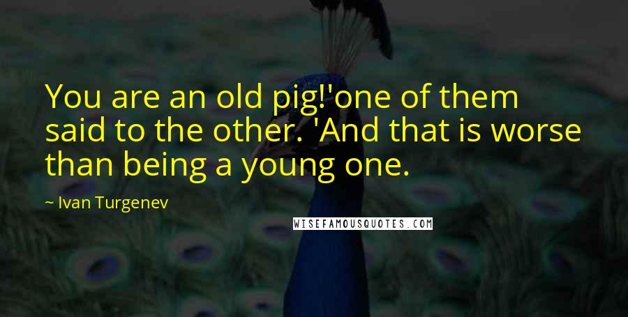 Ivan Turgenev Quotes: You are an old pig!'one of them said to the other. 'And that is worse than being a young one.