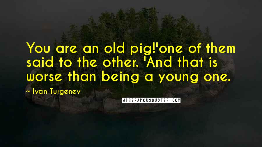 Ivan Turgenev Quotes: You are an old pig!'one of them said to the other. 'And that is worse than being a young one.