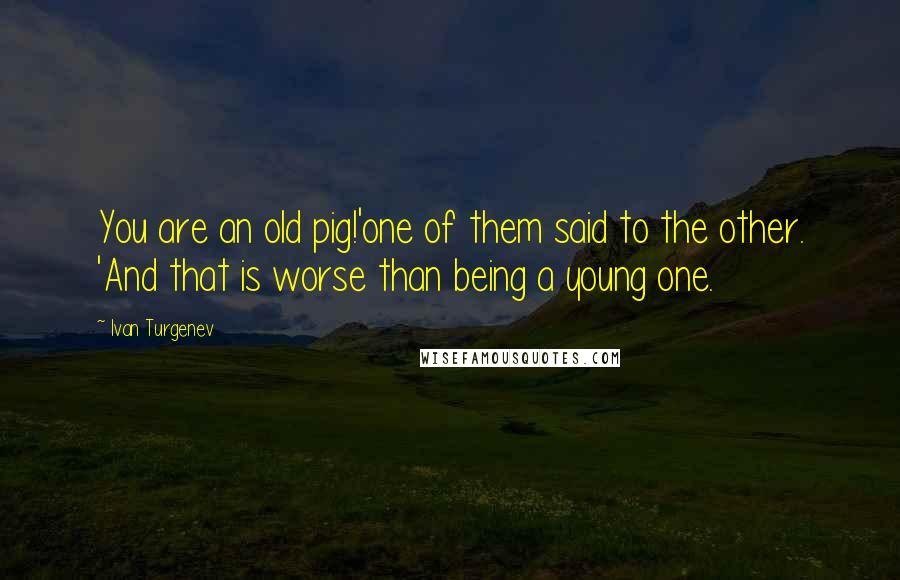 Ivan Turgenev Quotes: You are an old pig!'one of them said to the other. 'And that is worse than being a young one.