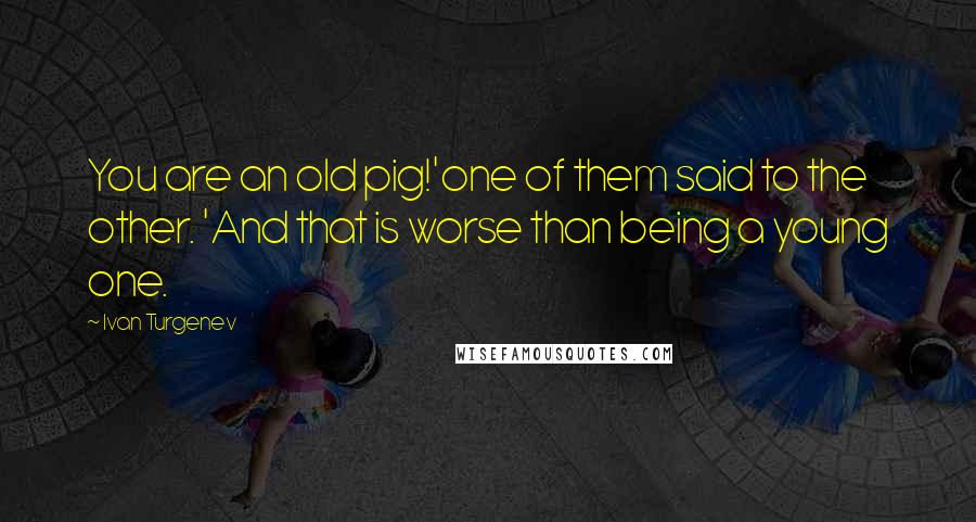 Ivan Turgenev Quotes: You are an old pig!'one of them said to the other. 'And that is worse than being a young one.