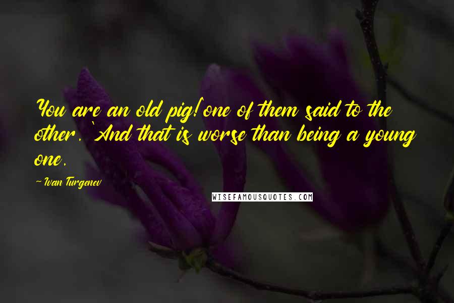 Ivan Turgenev Quotes: You are an old pig!'one of them said to the other. 'And that is worse than being a young one.