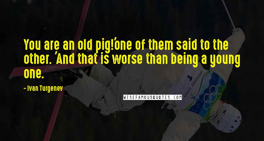 Ivan Turgenev Quotes: You are an old pig!'one of them said to the other. 'And that is worse than being a young one.