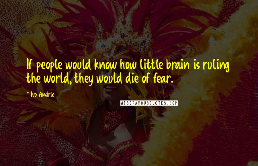 Ivo Andric Quotes: If people would know how little brain is ruling the world, they would die of fear.