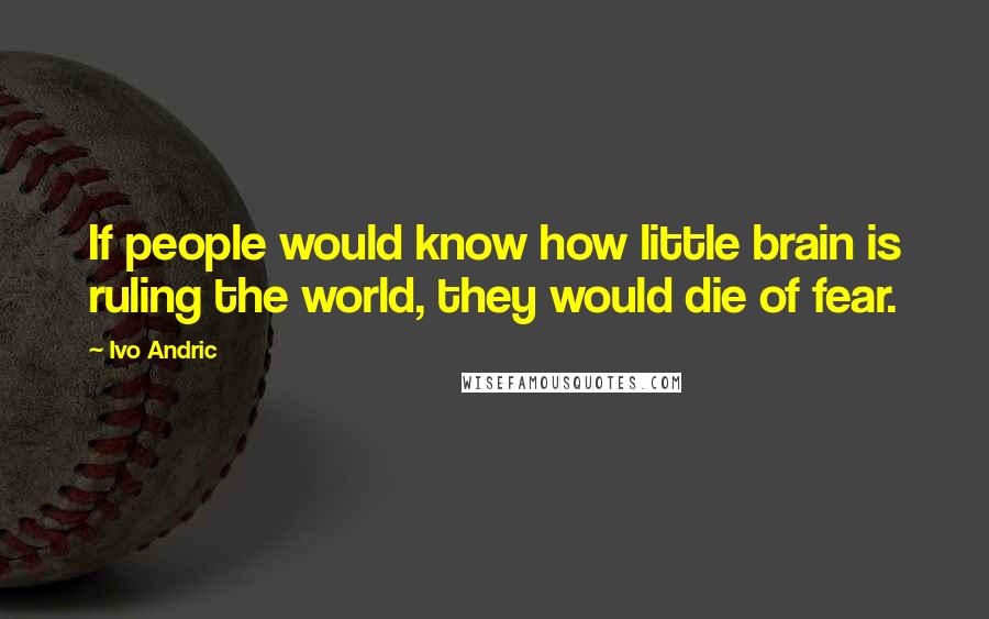 Ivo Andric Quotes: If people would know how little brain is ruling the world, they would die of fear.