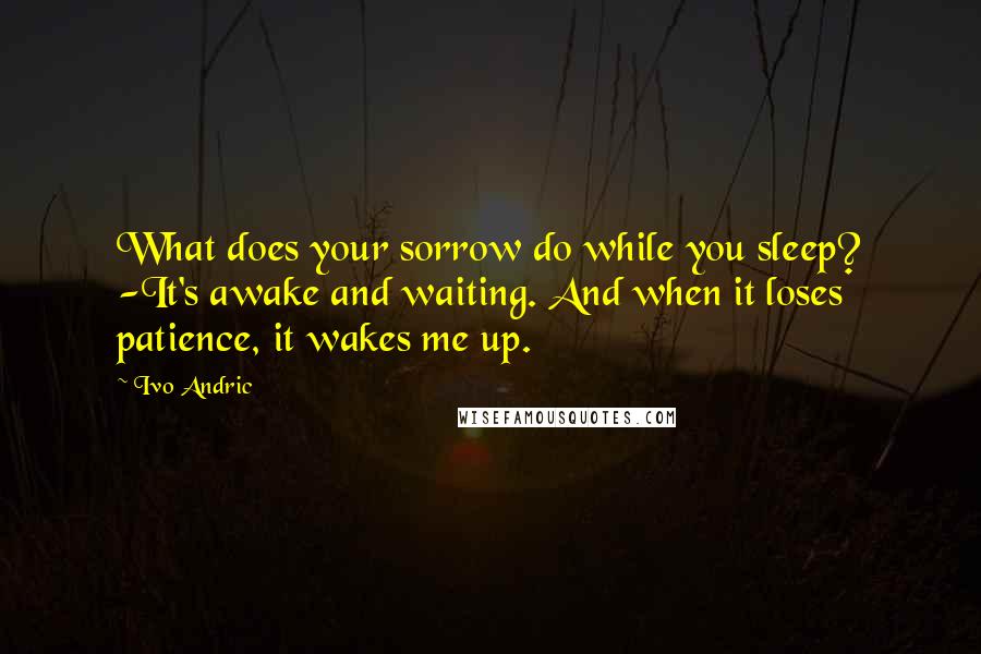 Ivo Andric Quotes: What does your sorrow do while you sleep? -It's awake and waiting. And when it loses patience, it wakes me up.