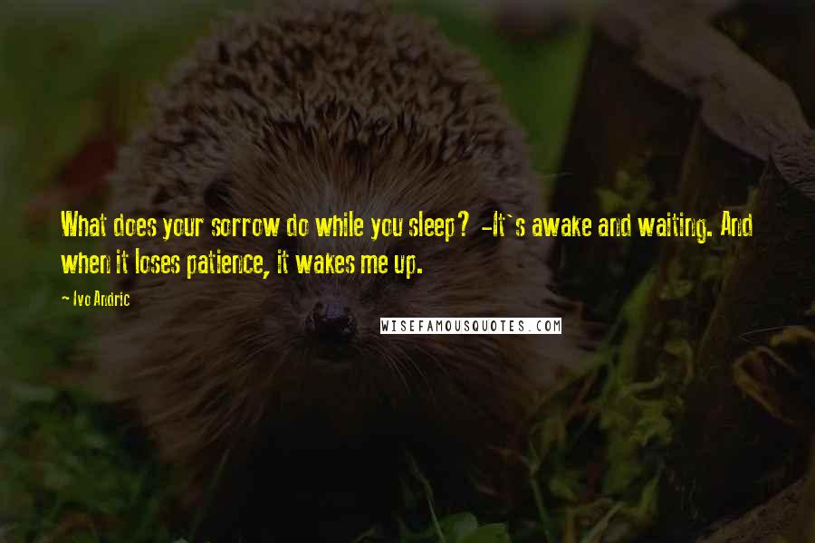 Ivo Andric Quotes: What does your sorrow do while you sleep? -It's awake and waiting. And when it loses patience, it wakes me up.