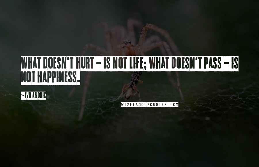 Ivo Andric Quotes: What doesn't hurt - is not life; what doesn't pass - is not happiness.