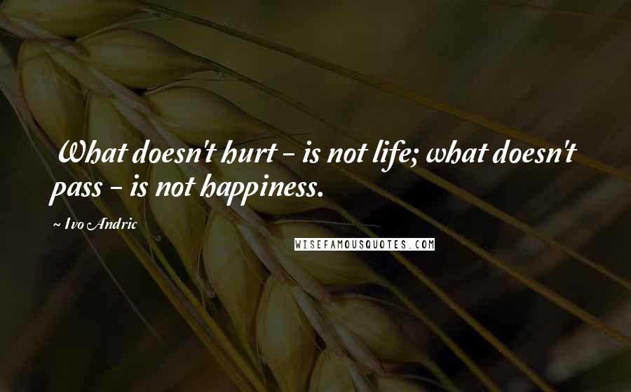 Ivo Andric Quotes: What doesn't hurt - is not life; what doesn't pass - is not happiness.