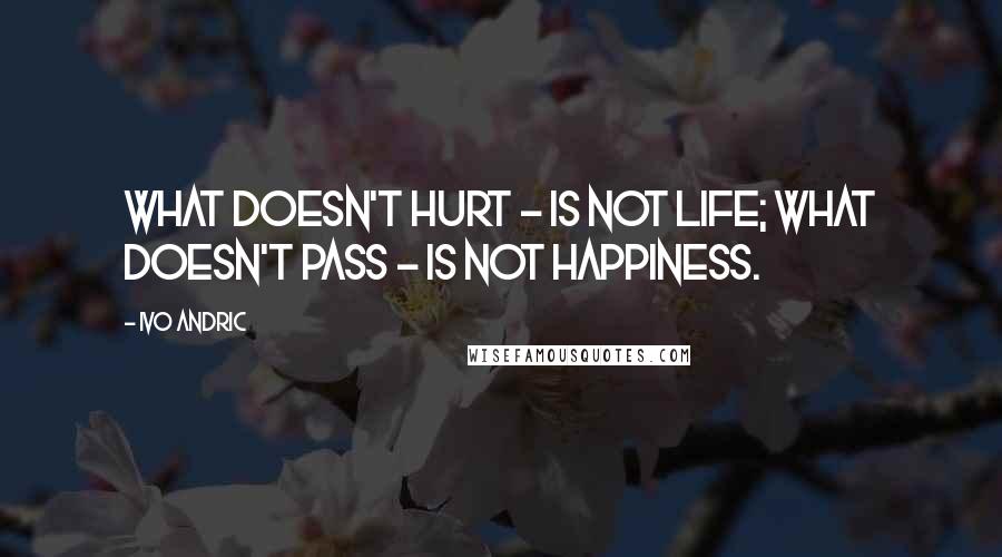 Ivo Andric Quotes: What doesn't hurt - is not life; what doesn't pass - is not happiness.