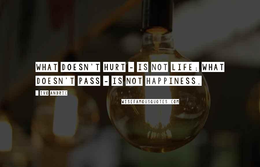 Ivo Andric Quotes: What doesn't hurt - is not life; what doesn't pass - is not happiness.