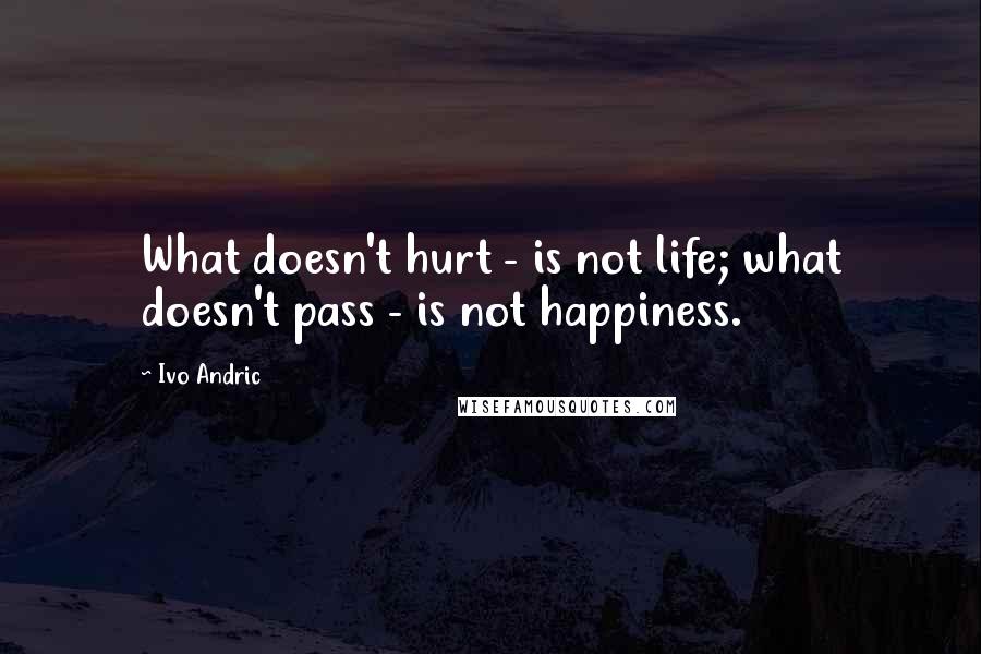 Ivo Andric Quotes: What doesn't hurt - is not life; what doesn't pass - is not happiness.