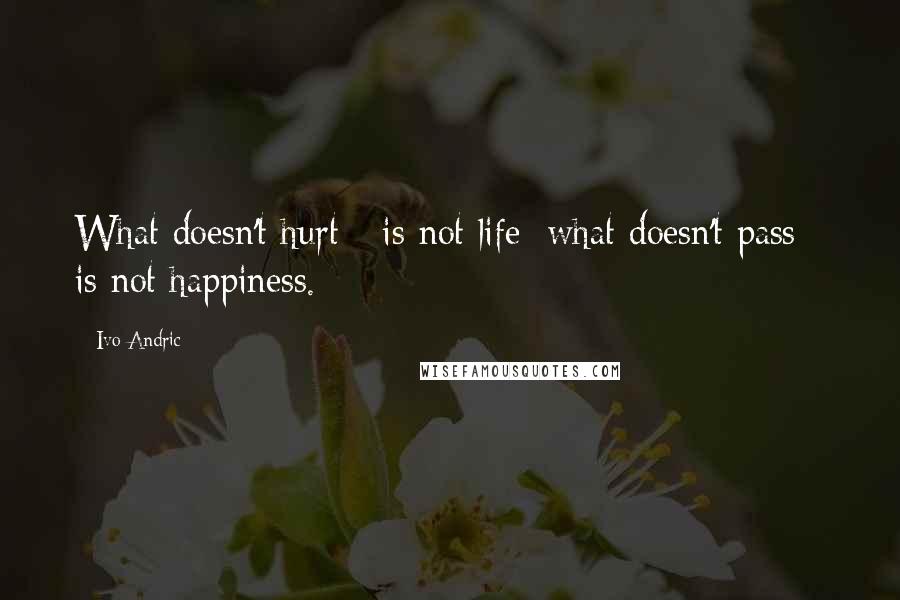 Ivo Andric Quotes: What doesn't hurt - is not life; what doesn't pass - is not happiness.