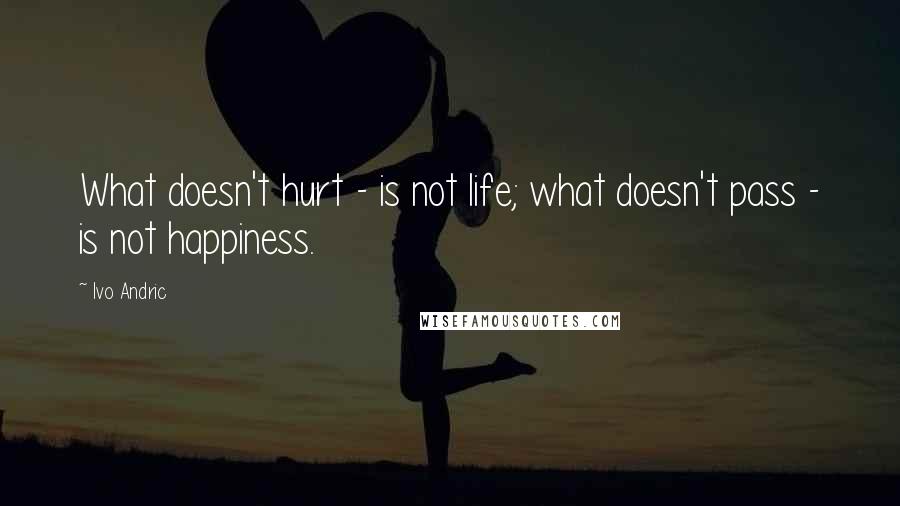 Ivo Andric Quotes: What doesn't hurt - is not life; what doesn't pass - is not happiness.