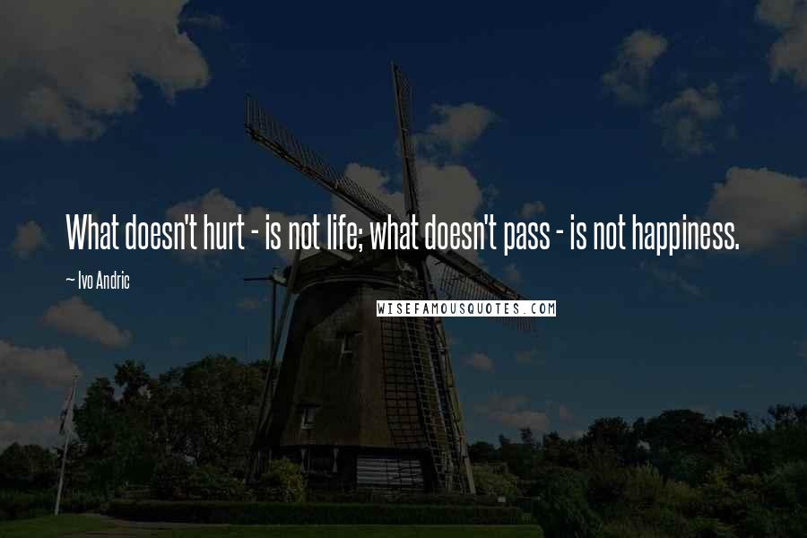 Ivo Andric Quotes: What doesn't hurt - is not life; what doesn't pass - is not happiness.