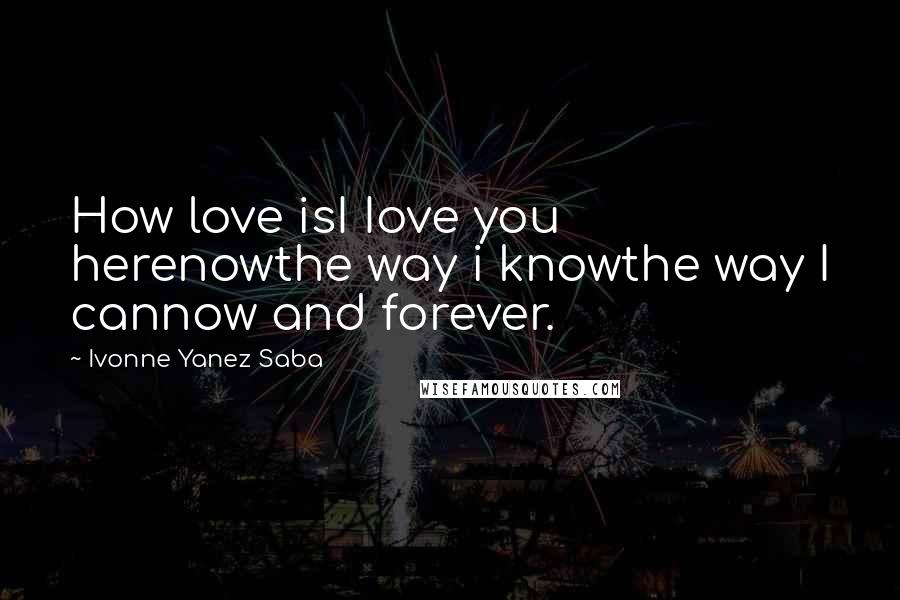 Ivonne Yanez Saba Quotes: How love isI Iove you herenowthe way i knowthe way I cannow and forever.