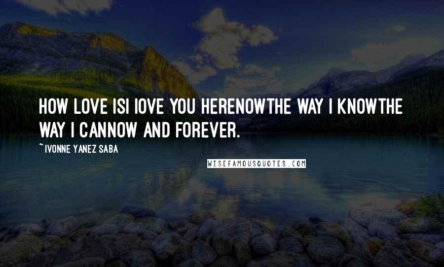 Ivonne Yanez Saba Quotes: How love isI Iove you herenowthe way i knowthe way I cannow and forever.