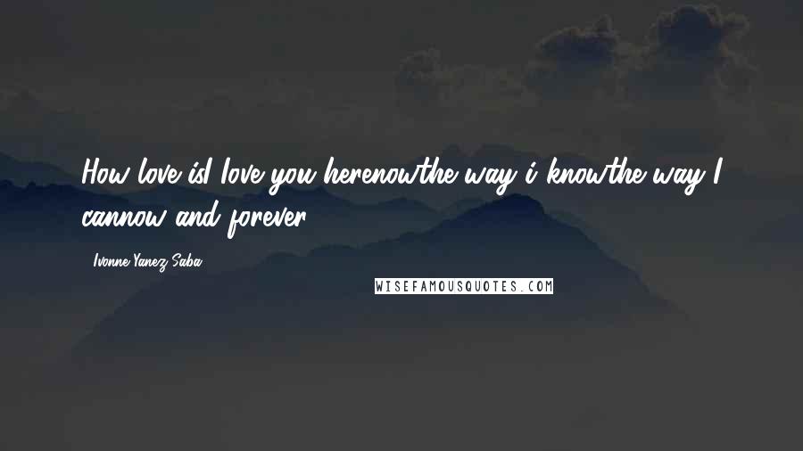 Ivonne Yanez Saba Quotes: How love isI Iove you herenowthe way i knowthe way I cannow and forever.