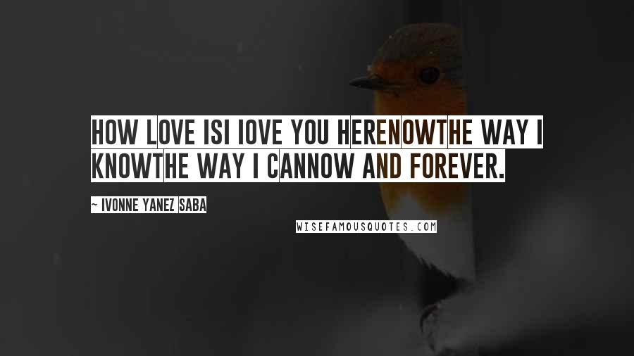 Ivonne Yanez Saba Quotes: How love isI Iove you herenowthe way i knowthe way I cannow and forever.