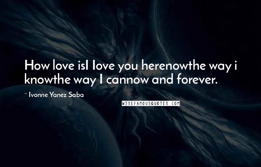 Ivonne Yanez Saba Quotes: How love isI Iove you herenowthe way i knowthe way I cannow and forever.