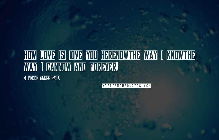 Ivonne Yanez Saba Quotes: How love isI Iove you herenowthe way i knowthe way I cannow and forever.