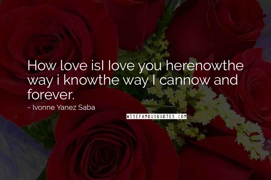 Ivonne Yanez Saba Quotes: How love isI Iove you herenowthe way i knowthe way I cannow and forever.