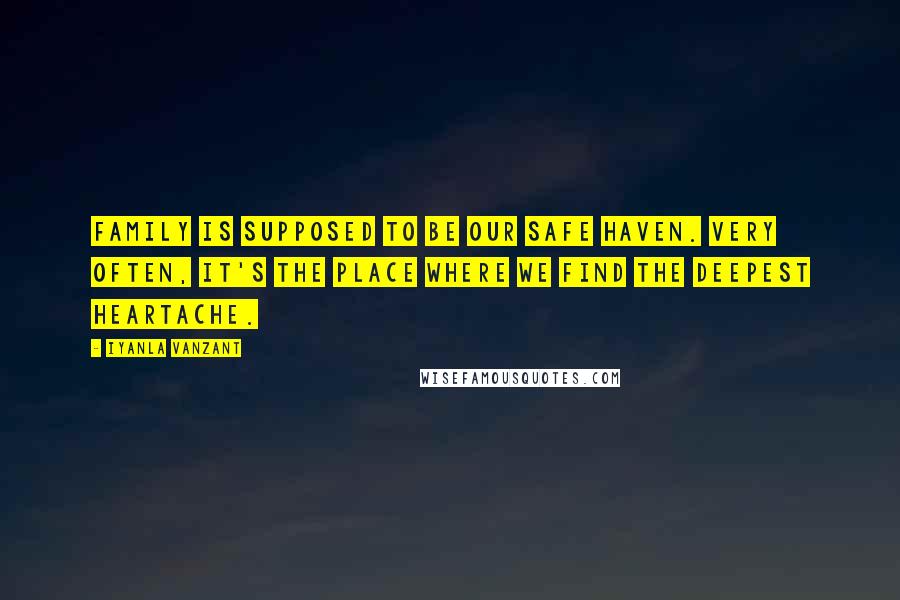 Iyanla Vanzant Quotes: Family is supposed to be our safe haven. Very often, it's the place where we find the deepest heartache.