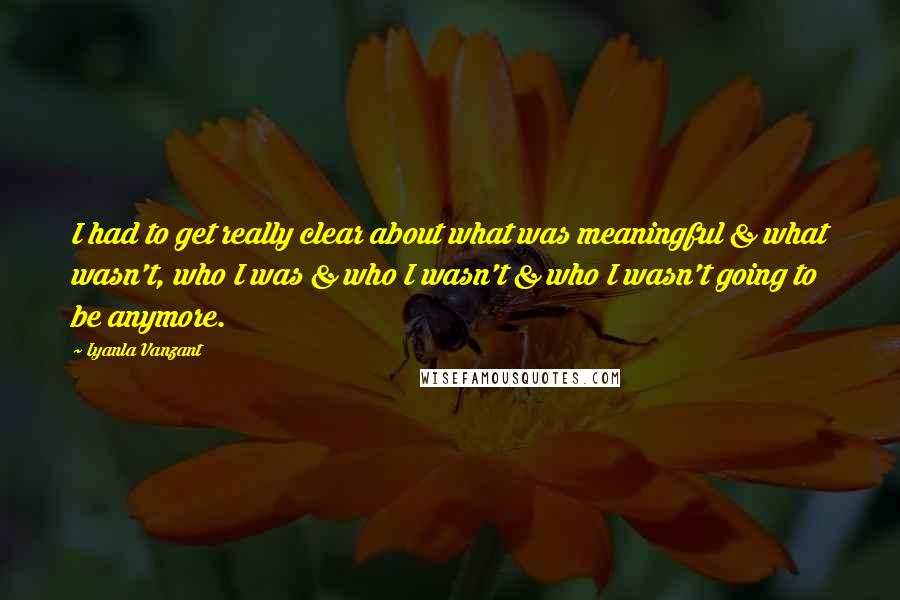 Iyanla Vanzant Quotes: I had to get really clear about what was meaningful & what wasn't, who I was & who I wasn't & who I wasn't going to be anymore.