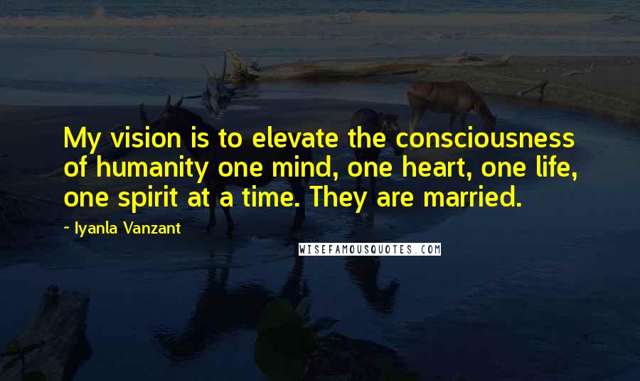 Iyanla Vanzant Quotes: My vision is to elevate the consciousness of humanity one mind, one heart, one life, one spirit at a time. They are married.