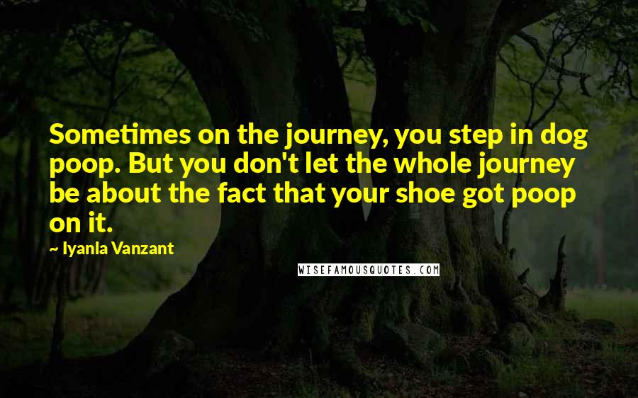 Iyanla Vanzant Quotes: Sometimes on the journey, you step in dog poop. But you don't let the whole journey be about the fact that your shoe got poop on it.