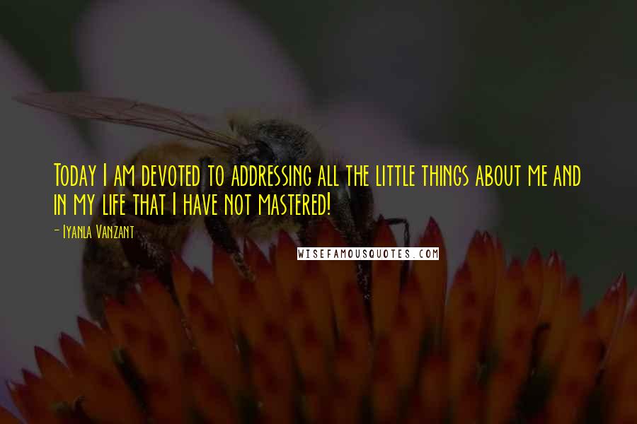 Iyanla Vanzant Quotes: Today I am devoted to addressing all the little things about me and in my life that I have not mastered!