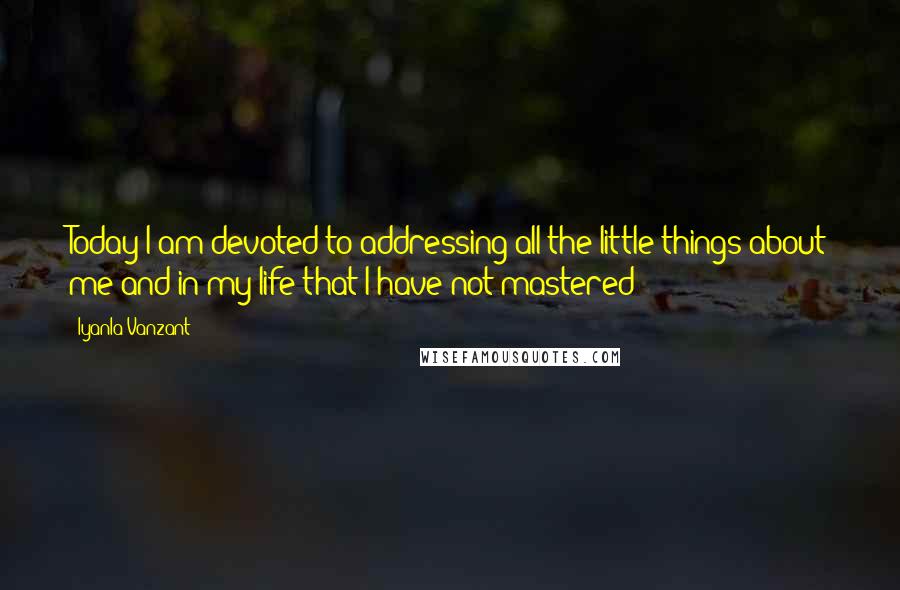 Iyanla Vanzant Quotes: Today I am devoted to addressing all the little things about me and in my life that I have not mastered!