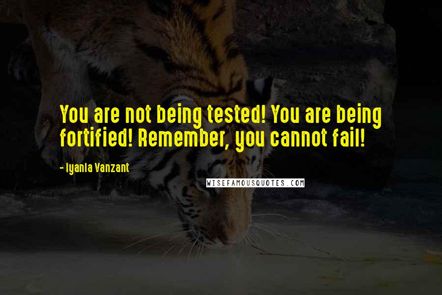 Iyanla Vanzant Quotes: You are not being tested! You are being fortified! Remember, you cannot fail!