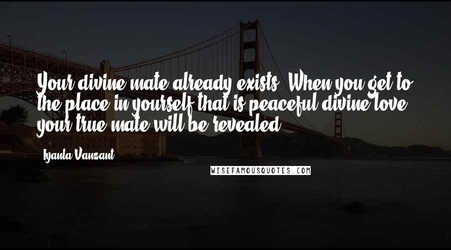 Iyanla Vanzant Quotes: Your divine mate already exists. When you get to the place in yourself that is peaceful divine love, your true mate will be revealed.