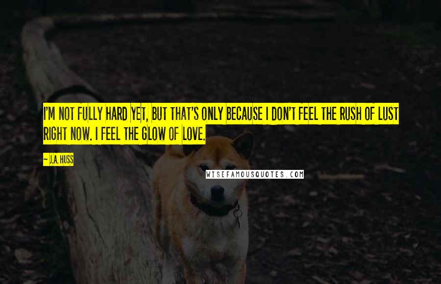 J.A. Huss Quotes: I'm not fully hard yet, but that's only because I don't feel the rush of lust right now. I feel the glow of love.