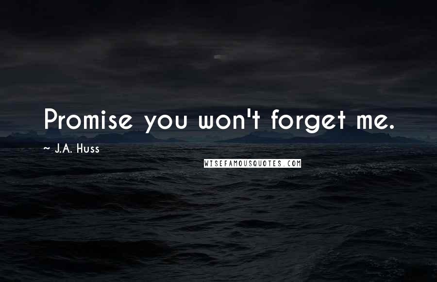 J.A. Huss Quotes: Promise you won't forget me.