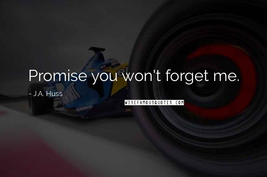 J.A. Huss Quotes: Promise you won't forget me.