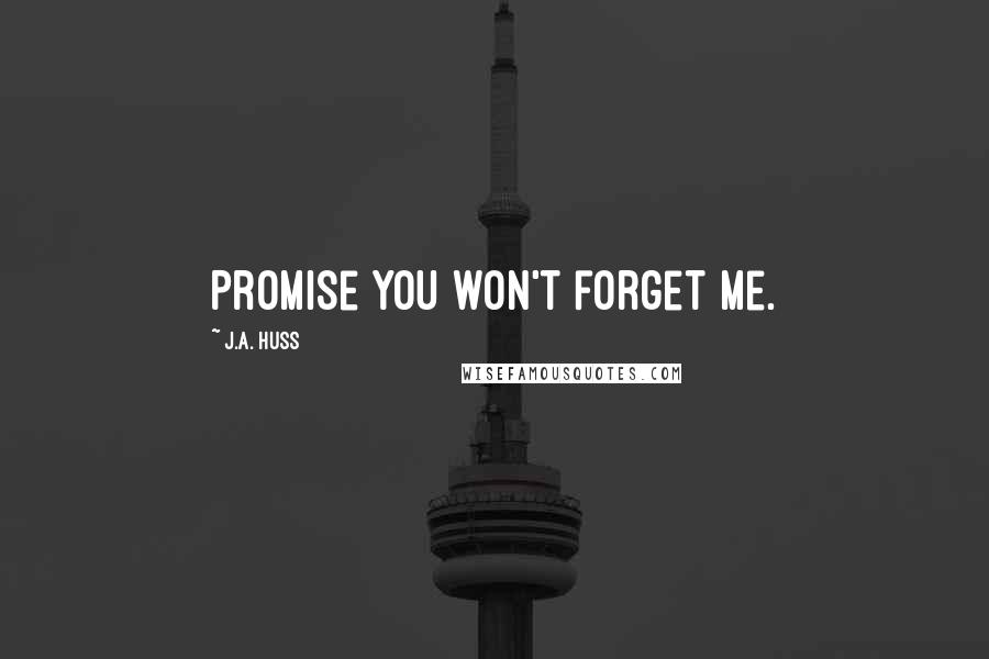 J.A. Huss Quotes: Promise you won't forget me.