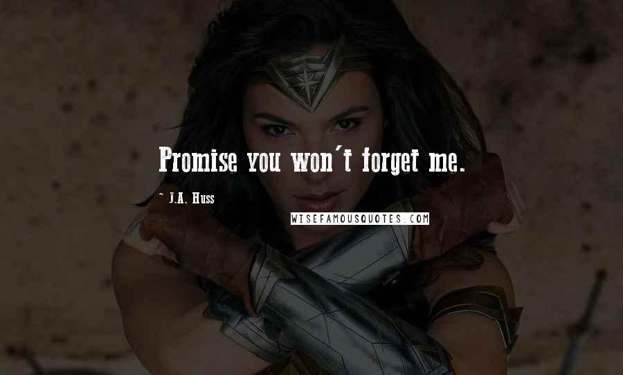 J.A. Huss Quotes: Promise you won't forget me.