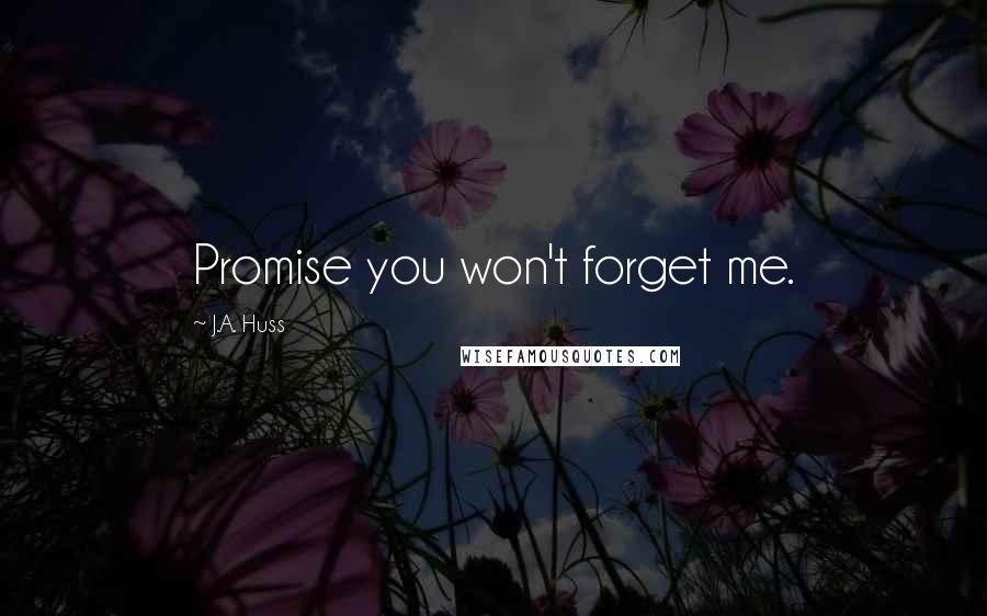 J.A. Huss Quotes: Promise you won't forget me.