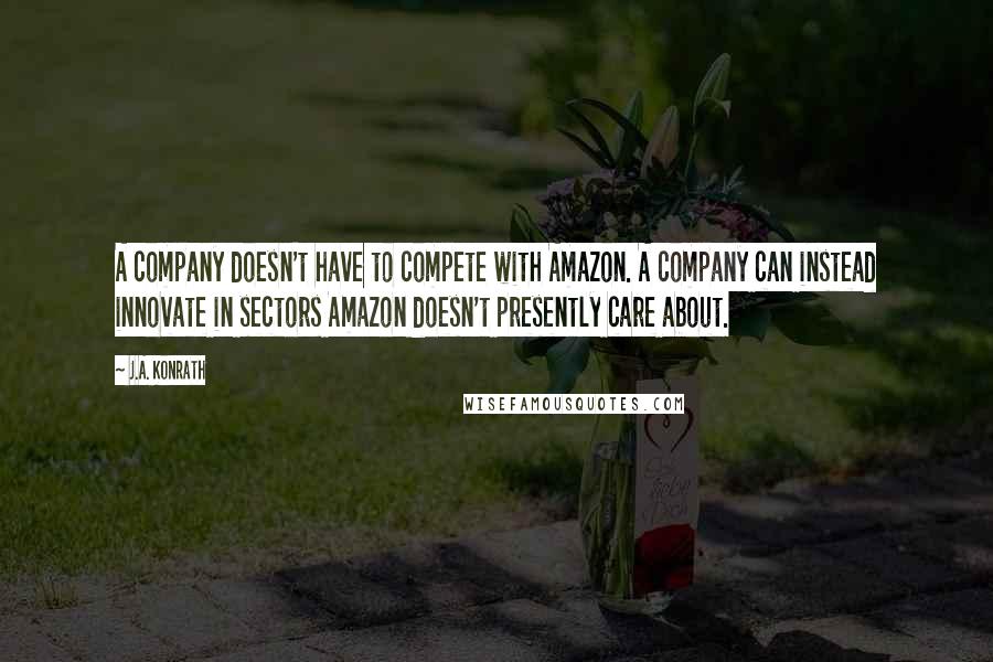 J.A. Konrath Quotes: A company doesn't have to compete with Amazon. A company can instead innovate in sectors Amazon doesn't presently care about.