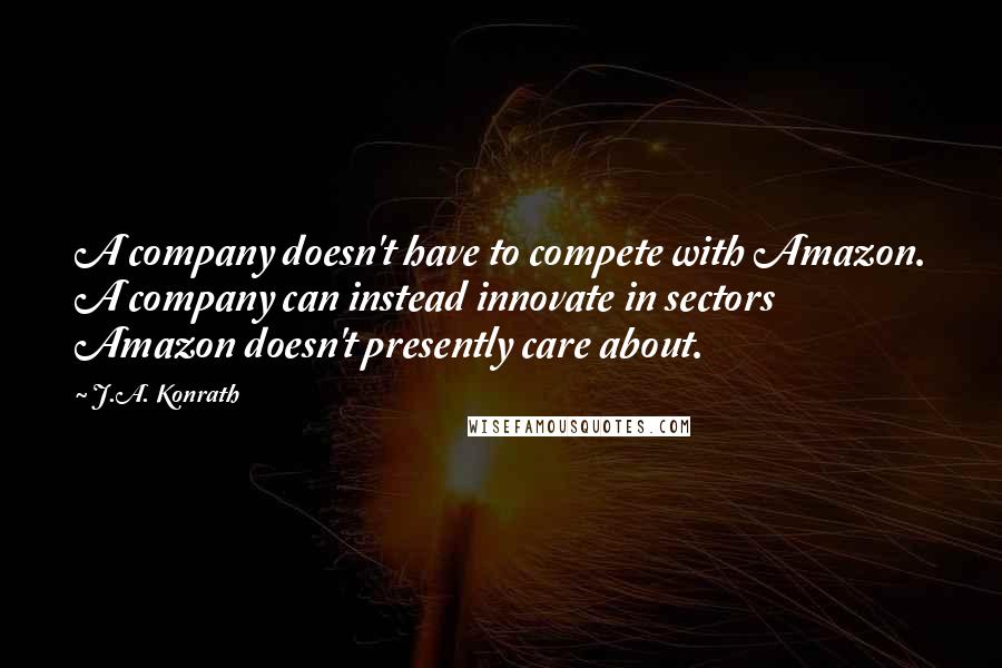 J.A. Konrath Quotes: A company doesn't have to compete with Amazon. A company can instead innovate in sectors Amazon doesn't presently care about.