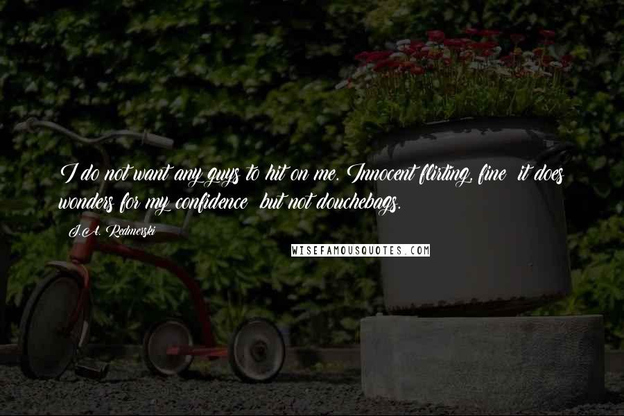 J.A. Redmerski Quotes: I do not want any guys to hit on me. Innocent flirting, fine  it does wonders for my confidence  but not douchebags.